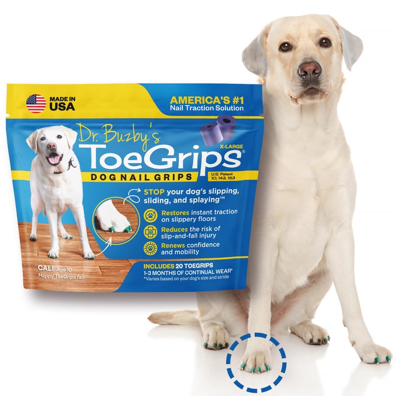 Dr. Buzby's Dr Buzby's XLarge ToeGrips for Dogs - Instant Traction on Wood/Hardwood Floors - Anti Slip Relief - Grippers for Senior Dogs - Stop Sliding Instantly - Rubber Nails for Paws - 1 Pack (20 Grips) - Image 1